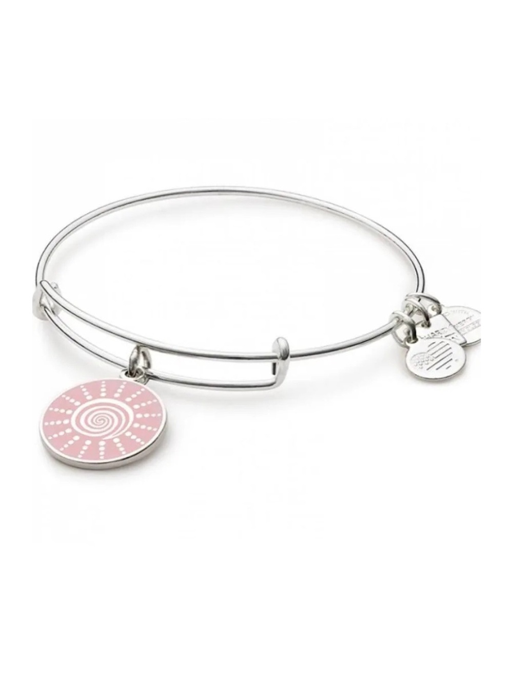 Alex and Ani Spiral Sun Charm Bangle Bracelet - Silver & Pink
